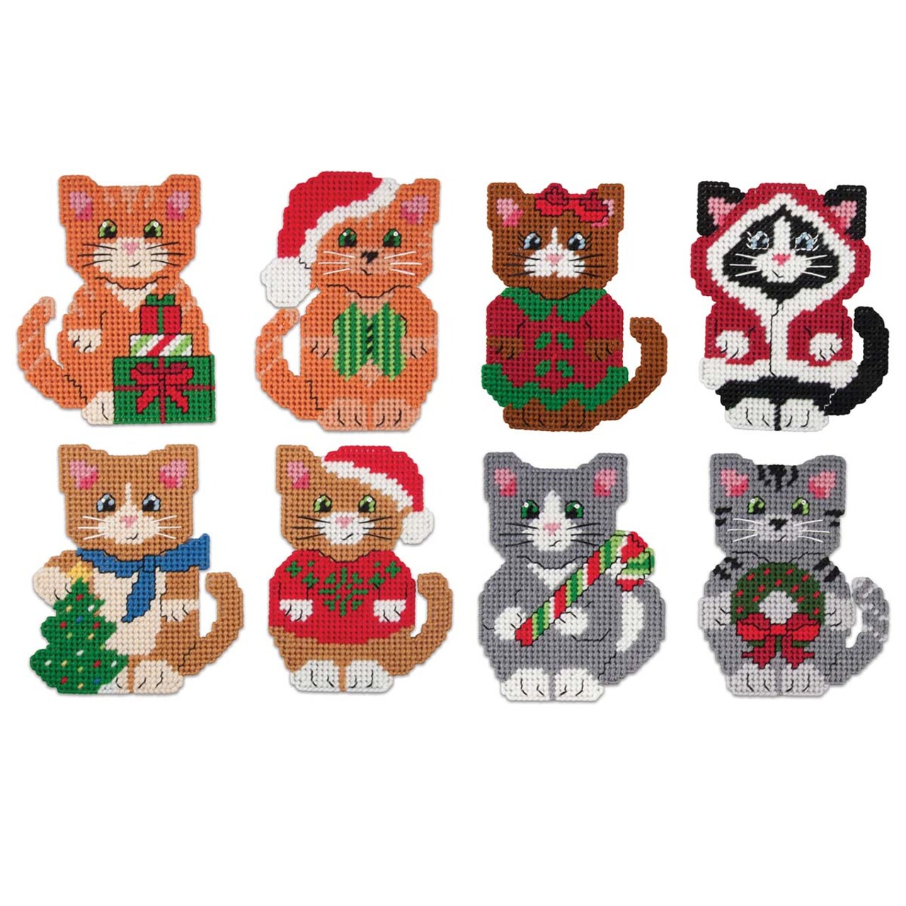 Herrschners Christmas Kittens Ornaments Plastic Canvas Kit